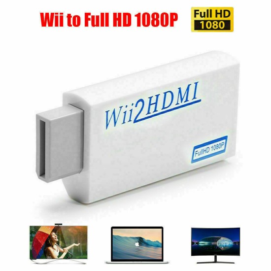 Portable Wii to HDMI Wii2HDMI Full HD Converter Audio Output Adapter for TV white