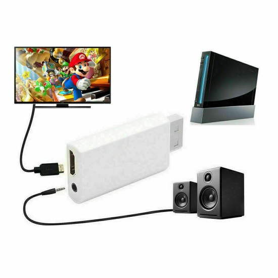 Portable Wii to HDMI Wii2HDMI Full HD Converter Audio Output Adapter for TV white