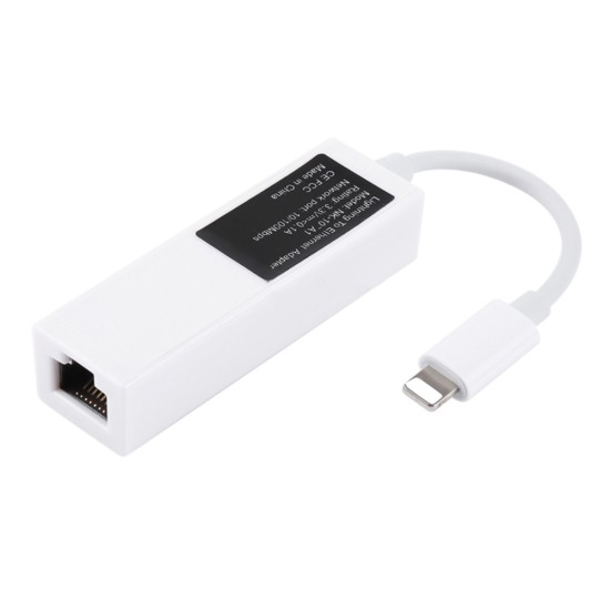 To RJ45 Adapter Aluminum Ethernet Network Connector for iPhone iPad white