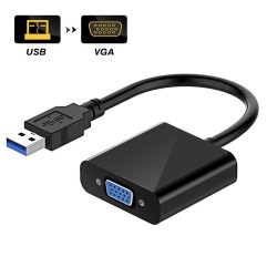 USB 3.0 to VGA Adapter USB to VGA Video Graphic Card Display External Cable Adapter for PC Laptop black