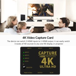 Video  Capture  Cards Triple Hdmi-compatible Female To Usb 2.0 Female Capture Card Loop-out Switching Adapter Black