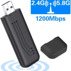 WiFi Adapter 1200Mbps Wireless USB Network Adapter 802.11ac Dual Band 2.4G/5.8G with WPS Connection & Analog AP Function (mini 1200Mbps)  black