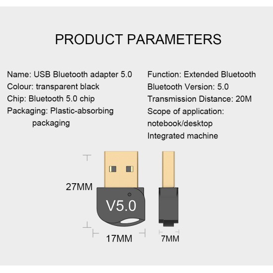 Wireless USB Bluetooth Adapter 4.0 Bluetooth Dongle Music Sound Receiver Adaptor Bluetooth Transmitter For Computer PC Laptop black